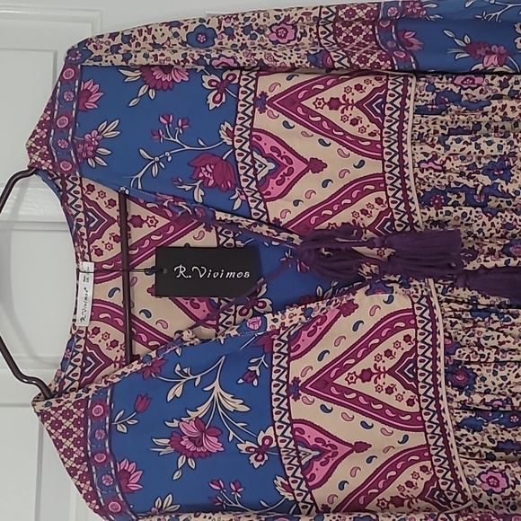 R. Vivimos Women's Maxi Dress Bohemian Size 12/14 - Picture 3 of 8